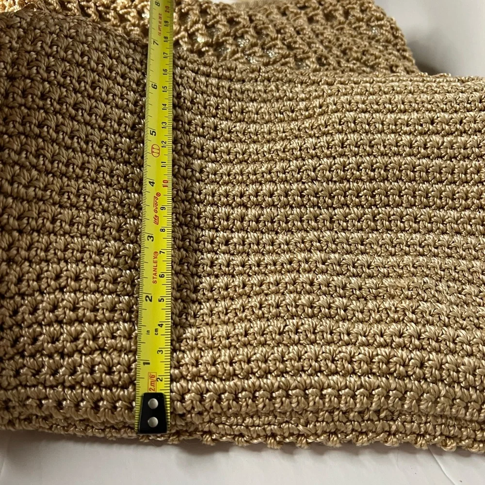 Vintage The Sak Macrame Gold Undertone Large Hobo Bag Shoulder Purse & Fob